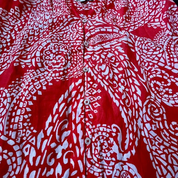 Chico's (2) Linen Lightweight 3/4 Sleeve Button Up Shirt Blouse Workwear Casual - Picture 8 of 11